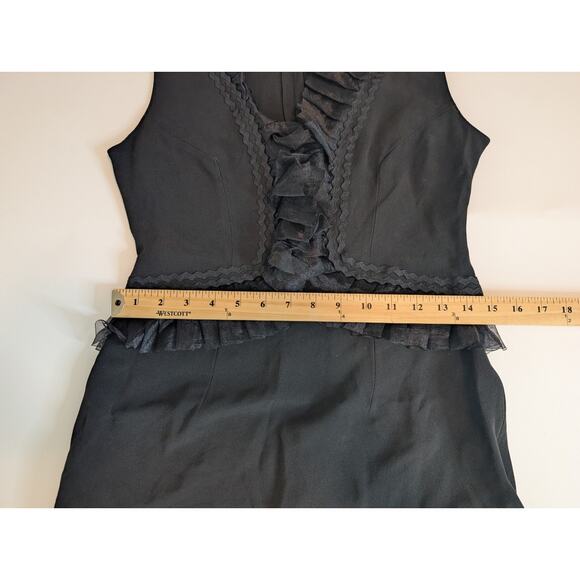 Gai Mattiolo Black Sheath Dress With Ruffles Size 46 (US 10 - See Measurements) - Picture 10 of 13